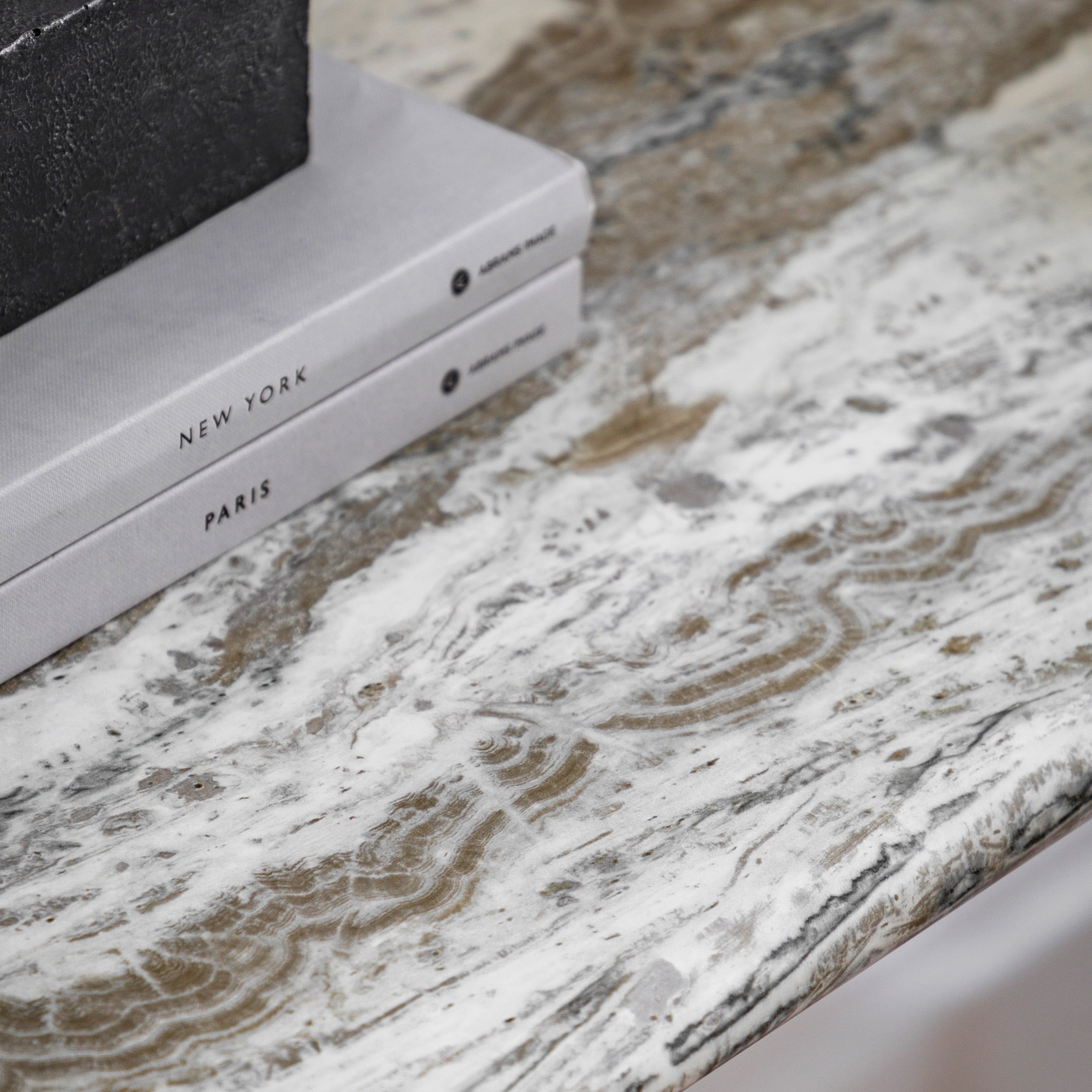 Bilbao Gold & White/Green Marble Effect Console Table